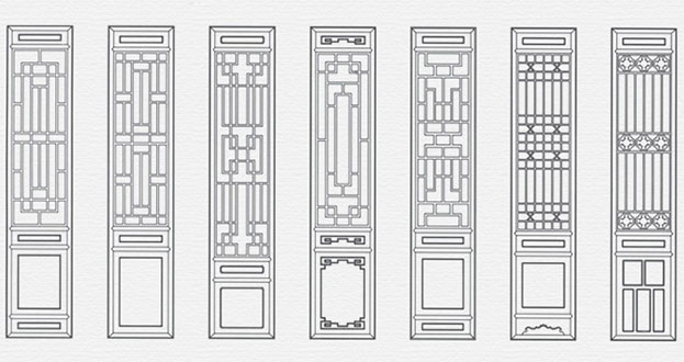 向阳常用中式仿古花窗图案隔断设计图